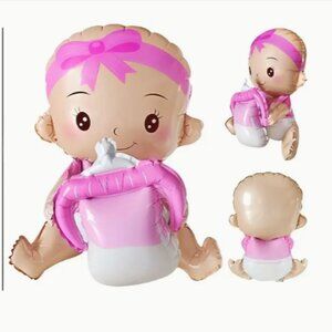 Baby Girl Balloon Holding a Baby Bottle Pink NWT